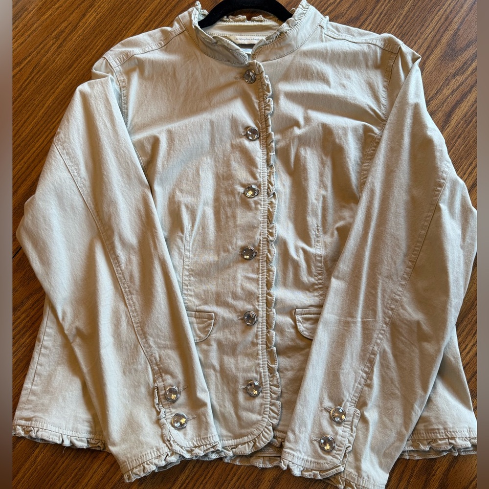 Christopher & Banks Khaki Faux Gem Button Jacket XL